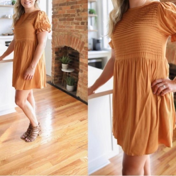 NWT Mustard Dress with Pockets, Size Large - Picture 2 of 13